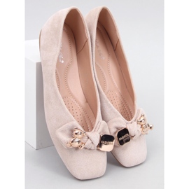 Cranny Beige goldene Teddybär-Ballerinas 1