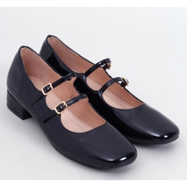 Corigan Schwarze Riemchen-Ballerinas mit hohem Absatz 1