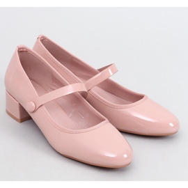 Weinis Nude Lack-Ballerinas mit hohen Absätzen beige 1