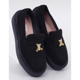 Anisha Schwarze Plateau-Loafer mit Lammfell 1