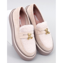 Anisha Beige Plateau-Loafer mit Lammfell 1