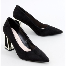 Constie Schwarze Pumps mit geometrischem Absatz 1