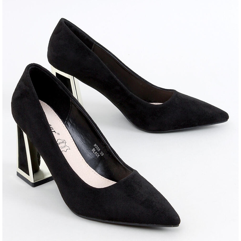 Constie Schwarze Pumps mit geometrischem Absatz 1