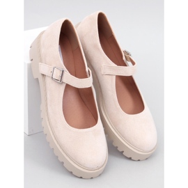 Holmess Beige Riemchen-Plateau-Ballerinas 1