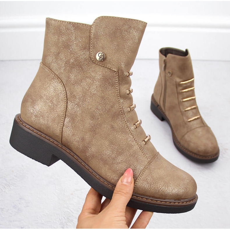 Goldene isolierte Damenstiefeletten Jezzi ASA252-5 1