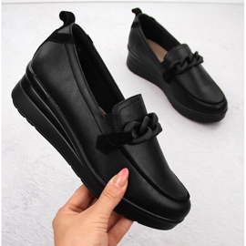 Damen-Lederschuhe mit Kette, schwarz Sergio Leone PB231-S 1