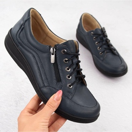 Bequeme Damen-Lederschuhe, marineblau Helios 411 1