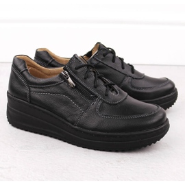 Bequeme Damenschuhe aus schwarzem Leder Helios 419 2