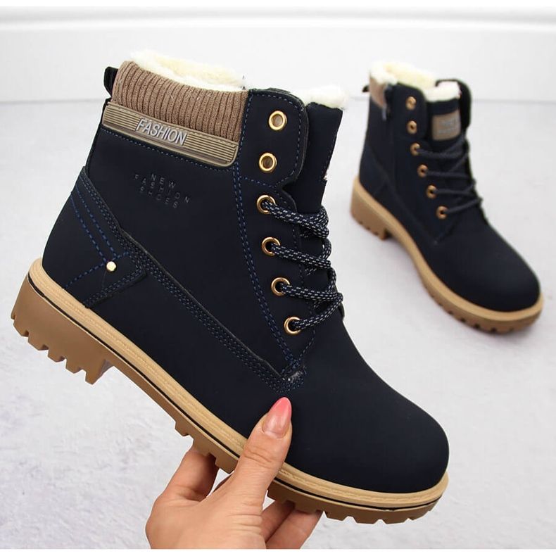 Marineblaue Damenstiefel Potocki 97301 1