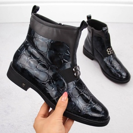 Damen-Stiefeletten aus Lackleder, schwarz, Potocki 12544 1