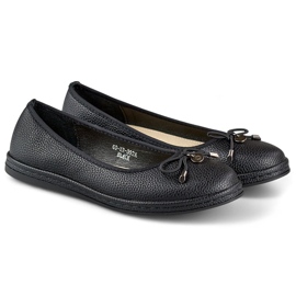 Schwarze Damen-Ballerinas mit Lederdecksohle, bequeme Damenschuhe 1