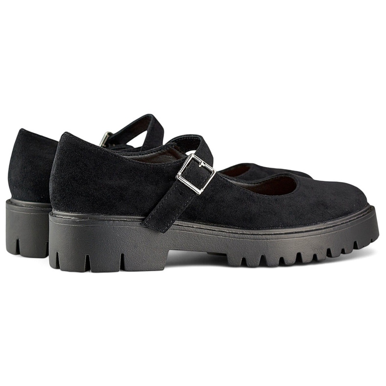 Schwarze Damen-Wildlederschuhe mit Schnallenverschluss 1