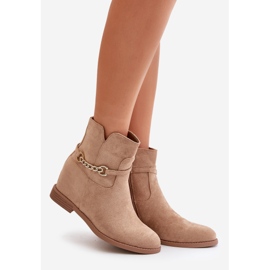 Damen-Stiefeletten mit verstecktem Keilabsatz aus Öko-Wildleder, Beige Ofcorna 1