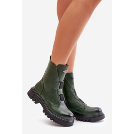 Isolierte Arbeiterstiefel für Damen mit Reißverschluss, Faux-Wildleder, grün Mailyra 1