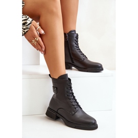 Isolierte Arbeiterstiefel für Damen, Naturleder, Schwarz Vinceza 66688 2