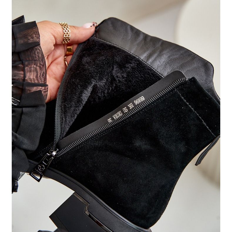 Isolierte Damenstiefel aus natürlichem Wildleder mit Reißverschluss, Schwarz Vinceza 66696 2