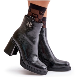 Damen-Schlangenstiefel mit hohem Absatz, Naturleder, Schwarz, Vinceza 66670 12