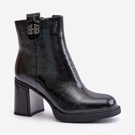 Damen-Schlangenstiefel mit hohem Absatz, Naturleder, Schwarz, Vinceza 66670 6