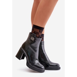 Damen-Schlangenstiefel mit hohem Absatz, Naturleder, Schwarz, Vinceza 66670 1