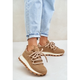 Sportschuhe Sneakers auf Plateausohle aus Öko-Wildleder, braun Riadella beige 2