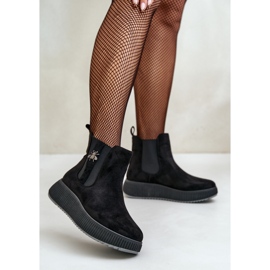 Damen-Slip-On-Stiefel auf der Plattform mit Nadel, Öko-Wildleder, schwarzes Ciatheia 2