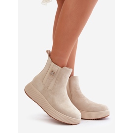 Damen-Slip-On-Stiefel auf der Plattform mit Nadel, Öko-Wildleder, hellbeige Ciatheia 1