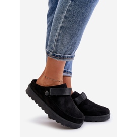 Pelzgefütterte Damen-Flip-Flops auf der Black Azida-Plattform schwarz 1