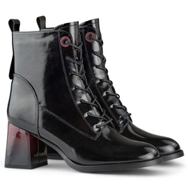 Schnürstiefeletten, elegante Stiefeletten aus Lackleder schwarz 1