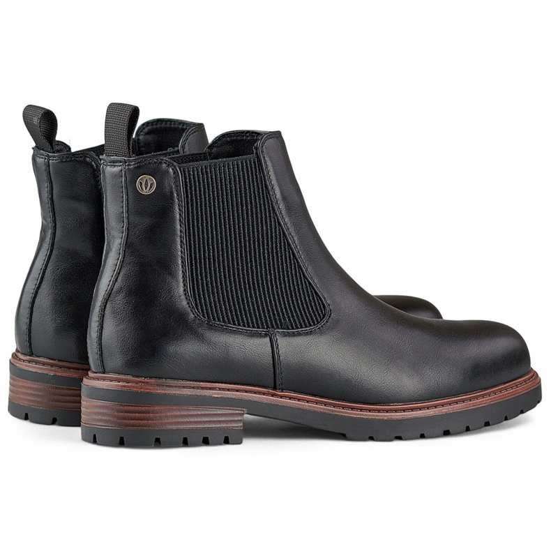 Schwarze Chelsea-Stiefel für Damen mit flacher Sohle 1