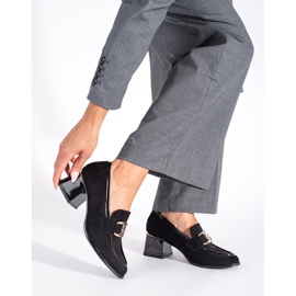 Damenschuhe aus Wildleder mit dickem Absatz schwarz 1