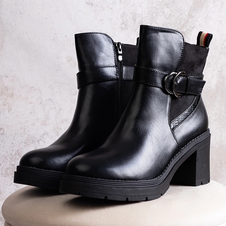 Schwarze Mirka-Stiefeletten mit hohem Absatz 1