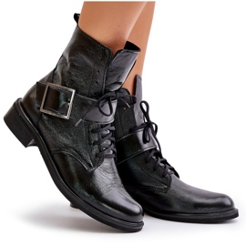 Zazoo 2949 Lederstiefeletten mit Schnalle, Schwarz 9