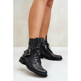 Zazoo 2949 Lederstiefeletten mit Schnalle, Schwarz 2