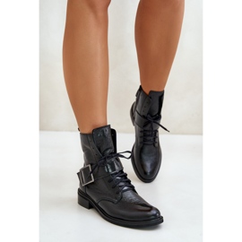 Zazoo 2949 Lederstiefeletten mit Schnalle, Schwarz 3