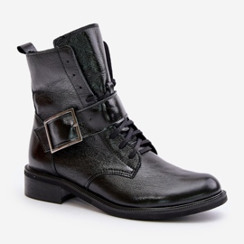 Zazoo 2949 Lederstiefeletten mit Schnalle, Schwarz 4
