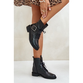 Zazoo 2949 Lederstiefeletten mit Schnalle, Schwarz 6
