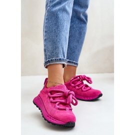 Damen-Sneakers aus Wildleder mit dicker Schnürung Artiker 54C1461 Fuchsia rosa 2
