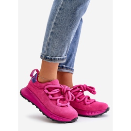 Damen-Sneakers aus Wildleder mit dicker Schnürung Artiker 54C1461 Fuchsia rosa 1