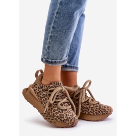 Damen-Sneakers aus Wildleder auf der Plattform mit dicker Schnürung Leopard Artiker 55C0135 Braun 1