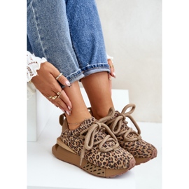 Damen-Sneakers aus Wildleder auf der Plattform mit dicker Schnürung Leopard Artiker 55C0135 Braun 2
