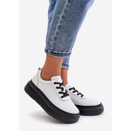 Damen-Sportschuhe auf Plateau, Naturleder, Weiß 41470 Vinceza 1