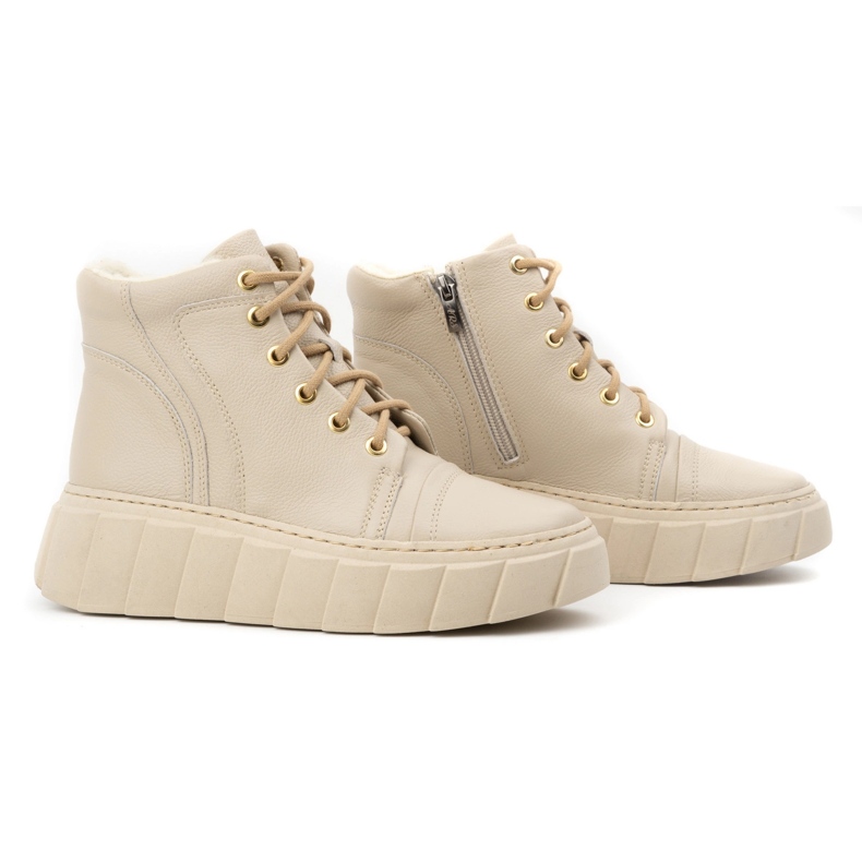 Olivier Isolierte Damen-Winterstiefel aus Leder 1179, beige 2