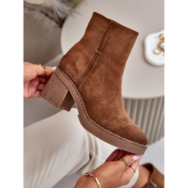 Damenstiefel mit hohem Absatz, isoliertes Öko-Wildleder, Khaki, Arkesia braun 2