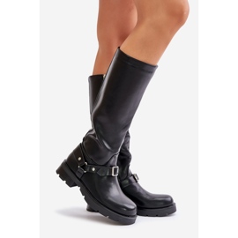 Isolierte Damenstiefel mit Reißverschluss aus Öko-Leder in Schwarz von Tialethe 1