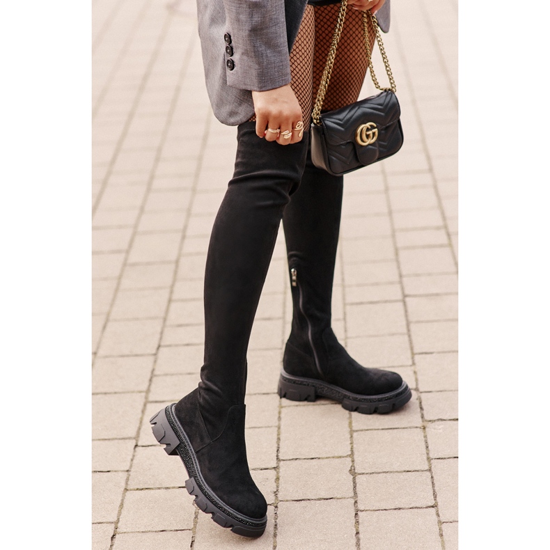 Overknee-Stiefel für Damen aus Öko-Wildleder in Schwarz Irithalla 2