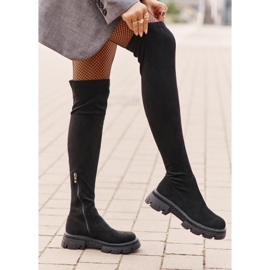 Overknee-Stiefel für Damen aus Öko-Wildleder in Schwarz Irithalla 4