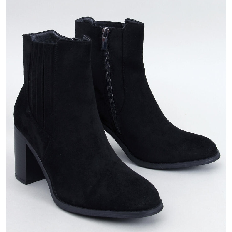 Noriega Schwarze Wildleder-Stiefeletten mit hohen Absätzen 1