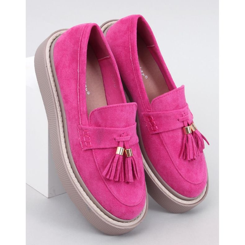 Trinity Fuchsia Plateau-Loafer mit Fransen rosa 1
