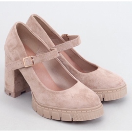 Plateaupumps mit Dresse Khaki-Riemen beige 1