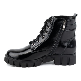 Olivier Damen-Lederstiefel, isoliert, 373BB, schwarz lackiert 1